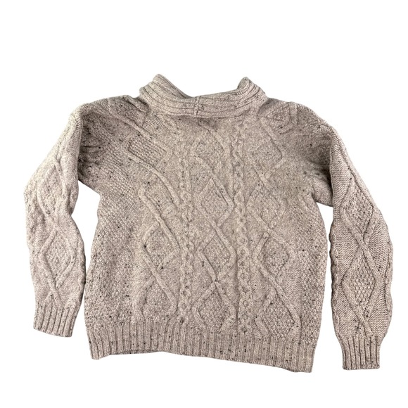Aran Crafts Ireland Sweater Mens XL Beige Wool Cable Knit Shawl Collar Cardigan - Picture 2 of 12